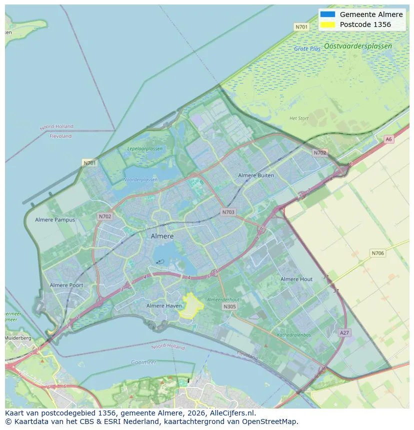 Postcodekaart voor 1356