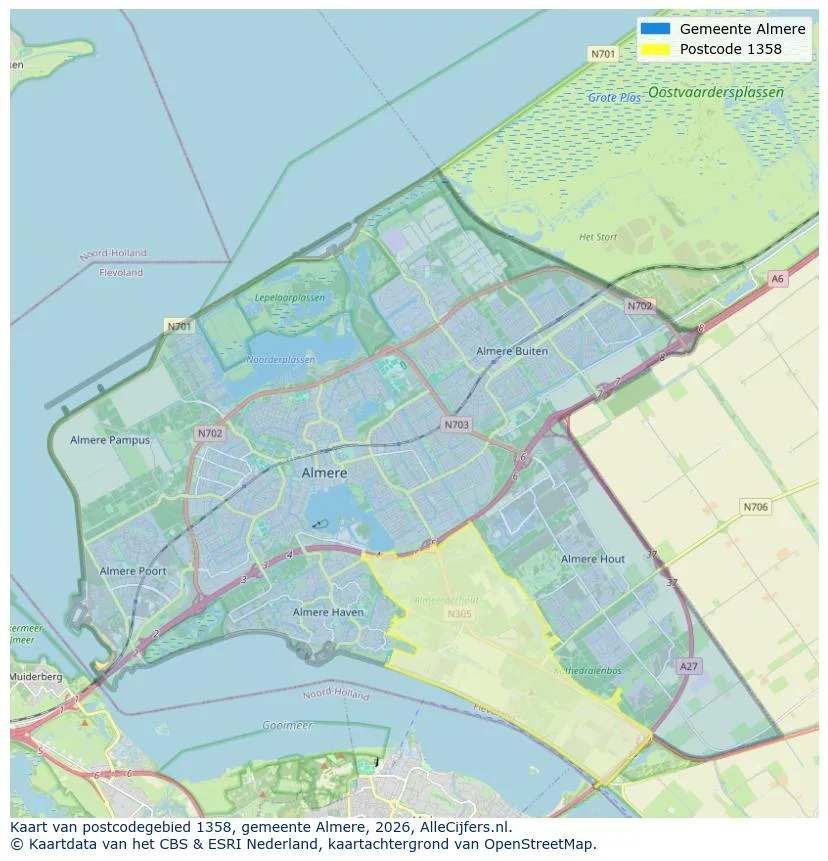 Mapa de códigos postales para 1358