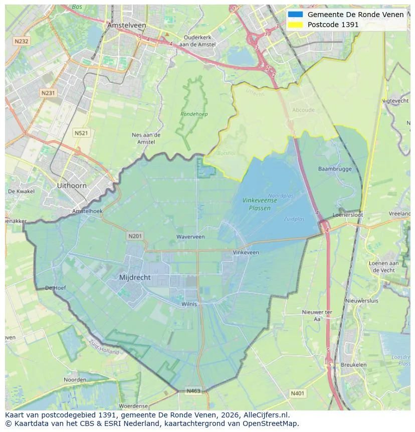 Postcodekaart voor 1391