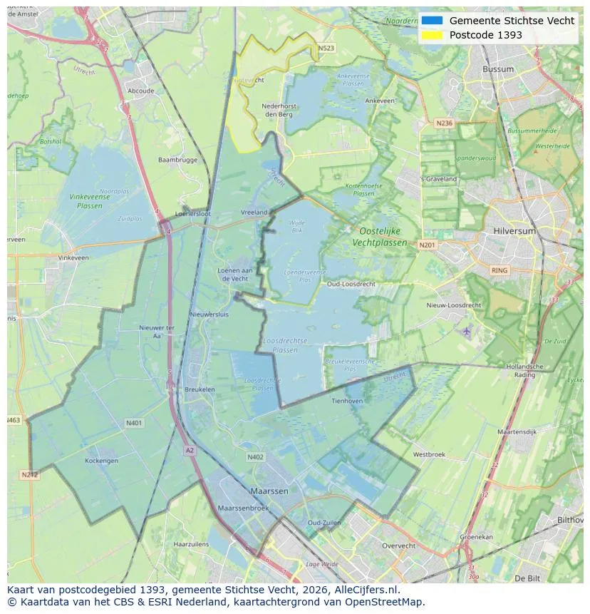 Postcodekaart voor 1393