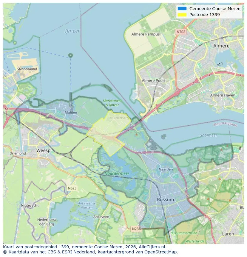 Postcodekaart voor 1399