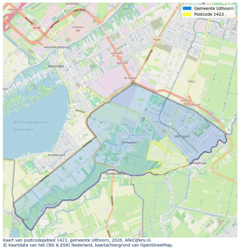 Postcodekaart voor 1423