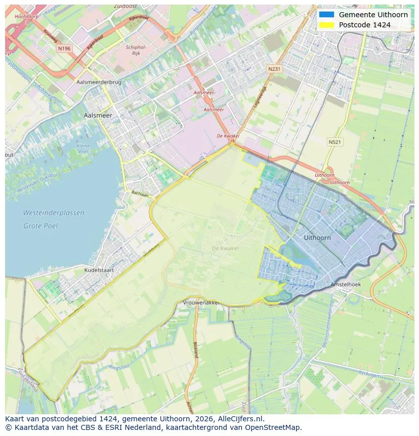 Postcodekaart voor 1424