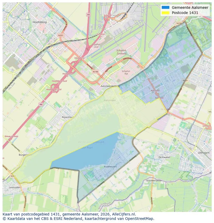 Postcodekaart voor 1431