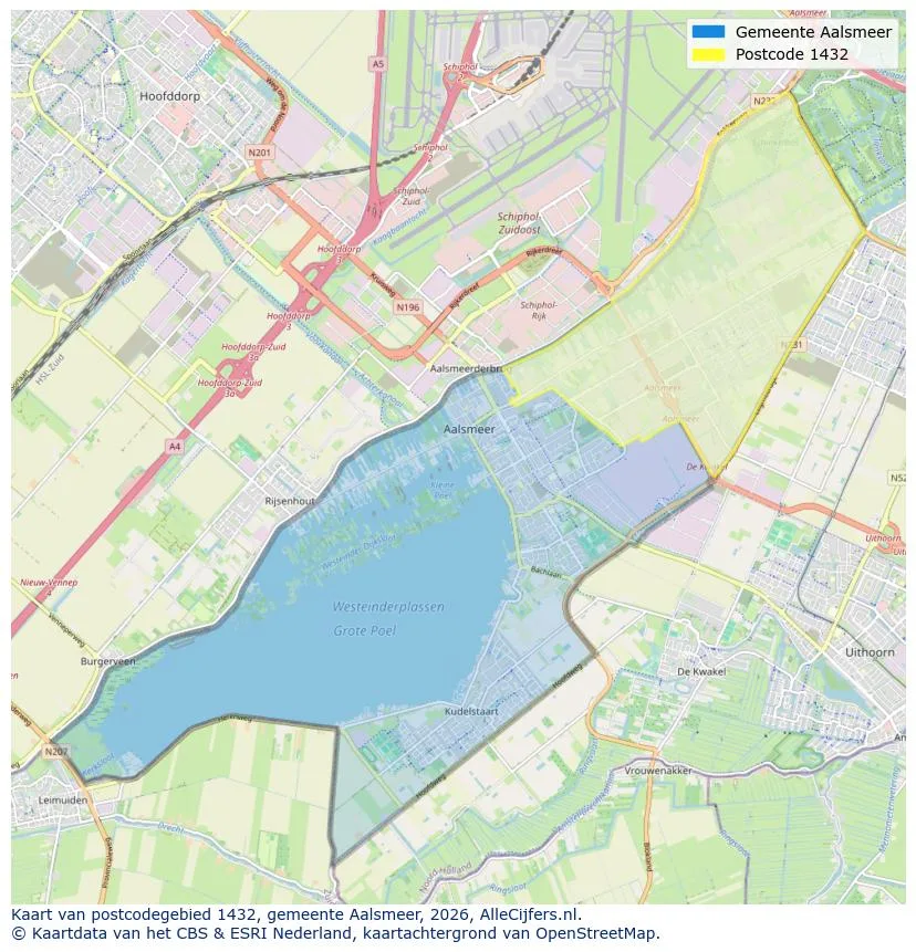 Postcodekaart voor 1432