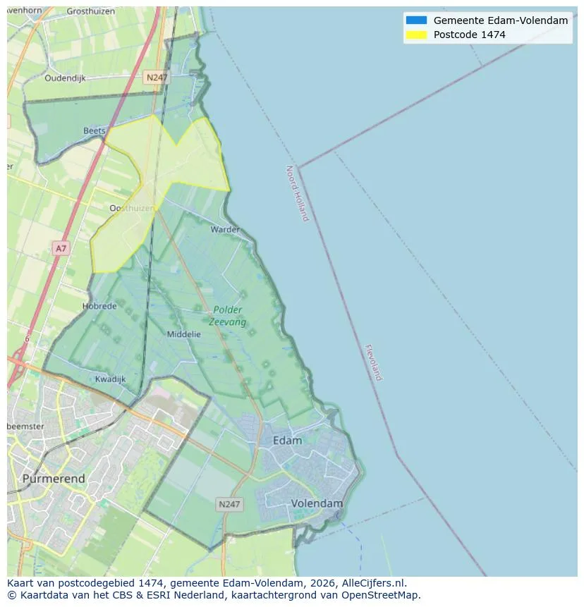 Postcodekaart voor 1474