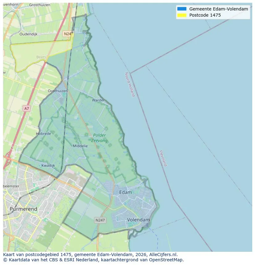Postcodekaart voor 1475