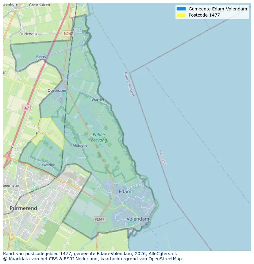 Postcodekaart voor 1477