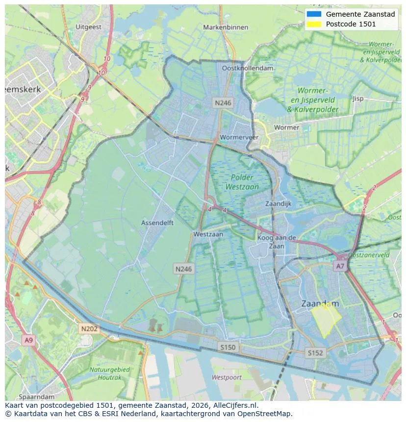 Postcodekaart voor 1501
