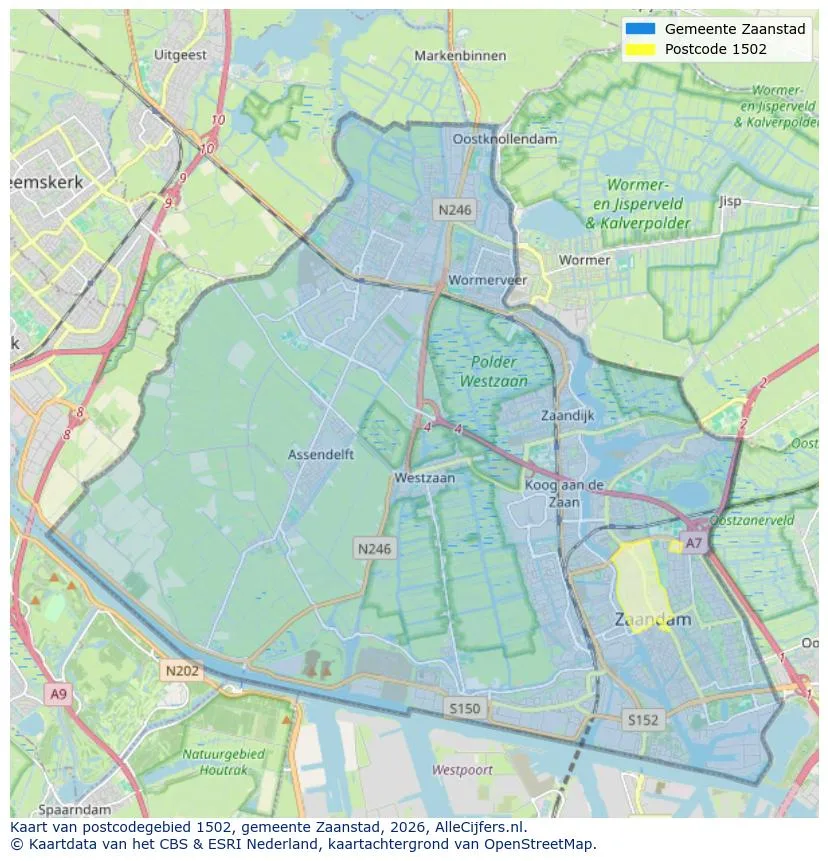 Postcodekaart voor 1502