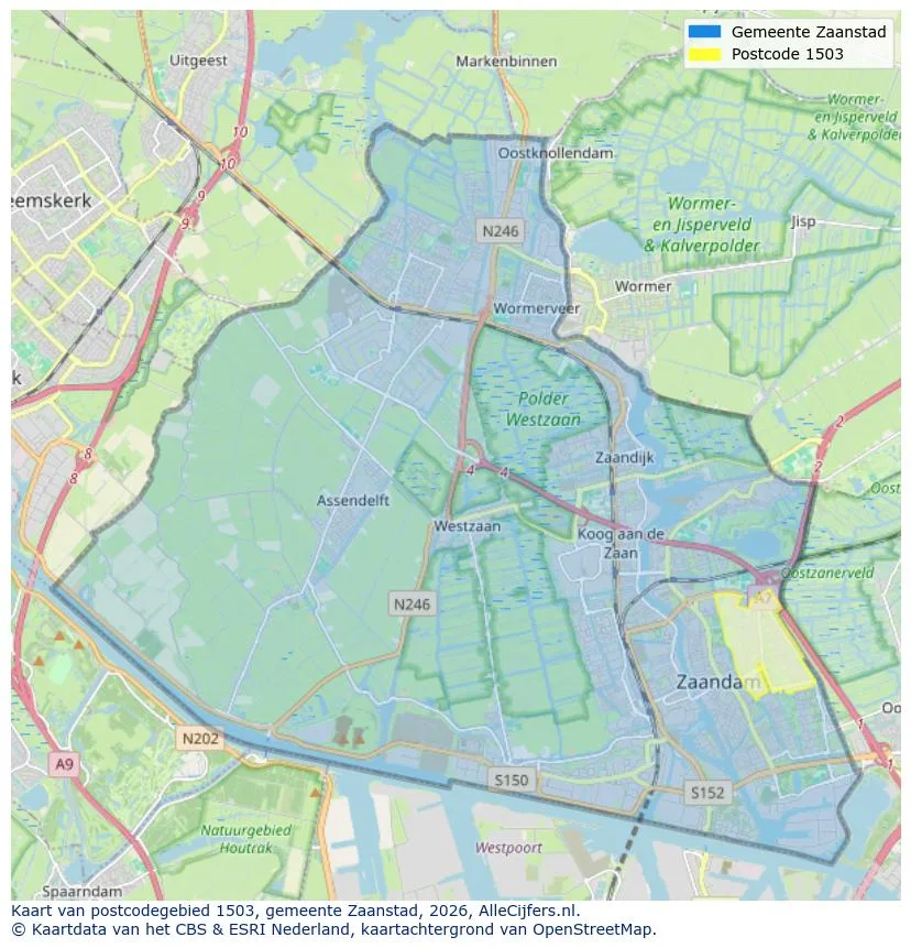 Postcodekaart voor 1503