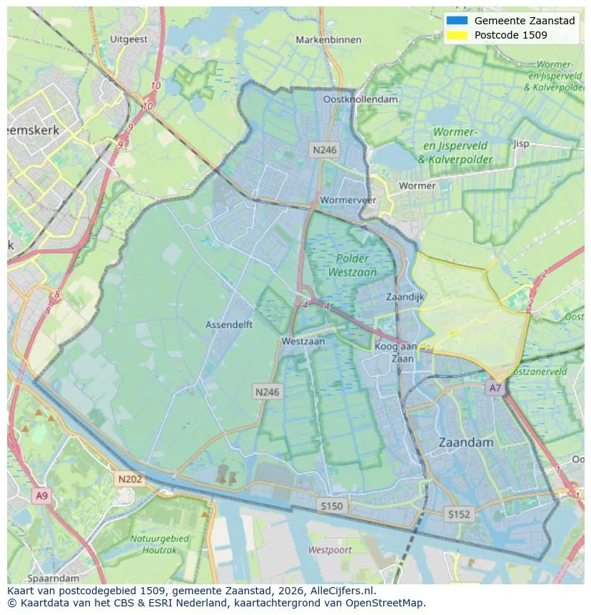 Postcodekaart voor 1509