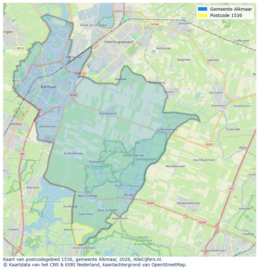 Postcodekaart voor 1536