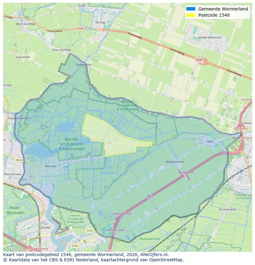Postcodekaart voor 1546