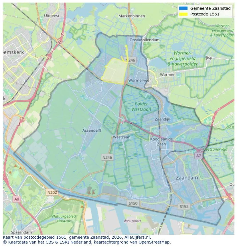 Postcodekaart voor 1561