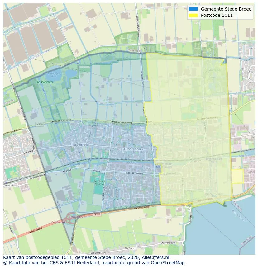 Postcodekaart voor 1611