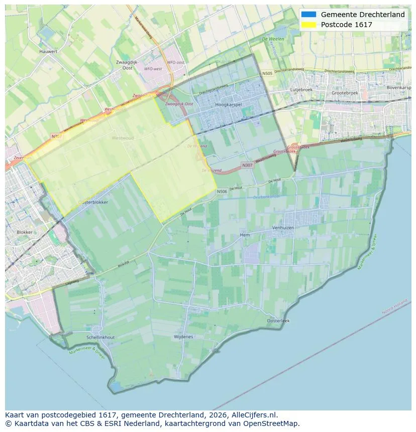 Postcodekaart voor 1617