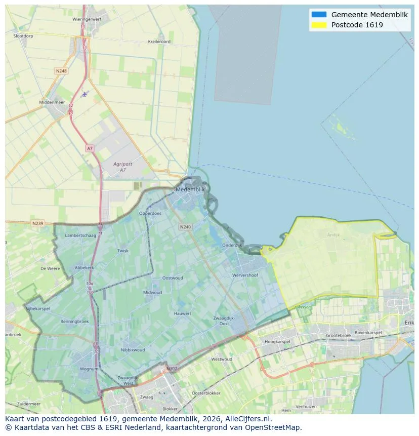 Postcodekaart voor 1619