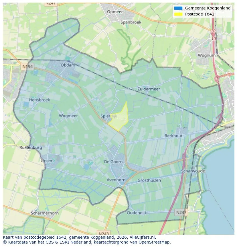 Postcodekaart voor 1642