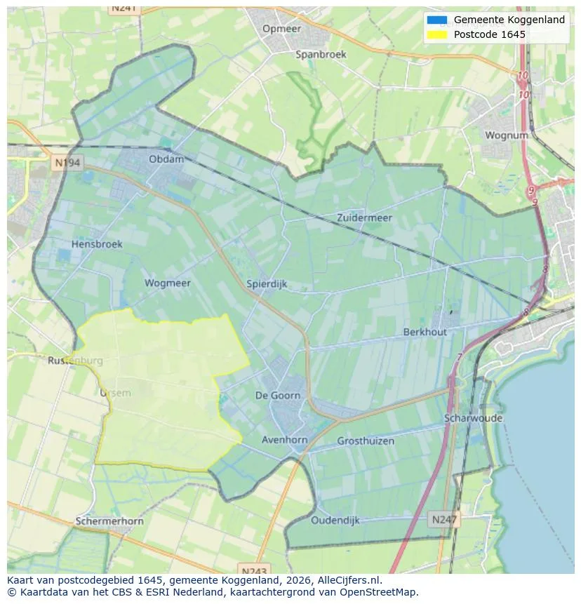 Postcodekaart voor 1645