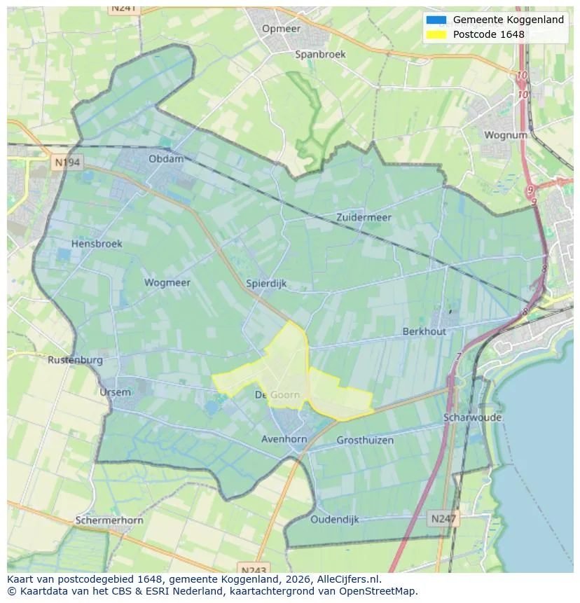 Postcodekaart voor 1648
