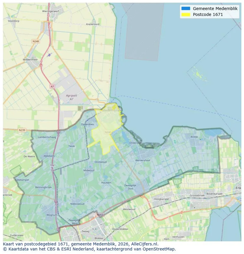 Postcodekaart voor 1671