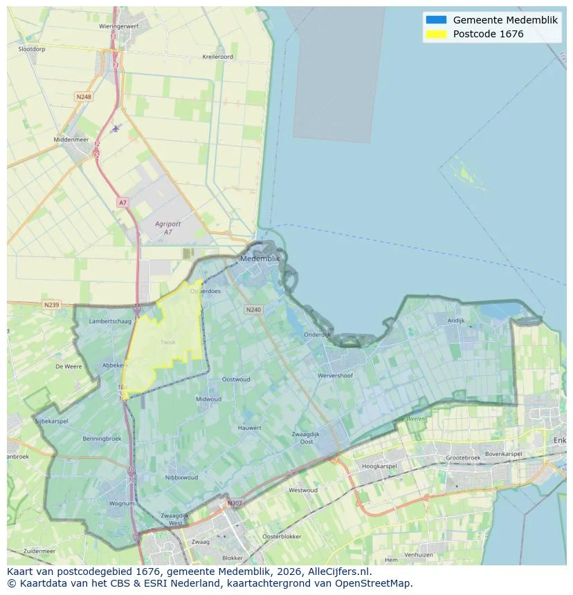 Mapa de códigos postales para 1676