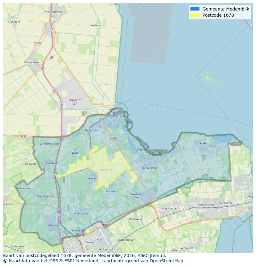Postcodekaart voor 1678
