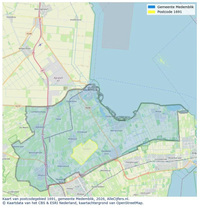 Postcodekaart voor 1691
