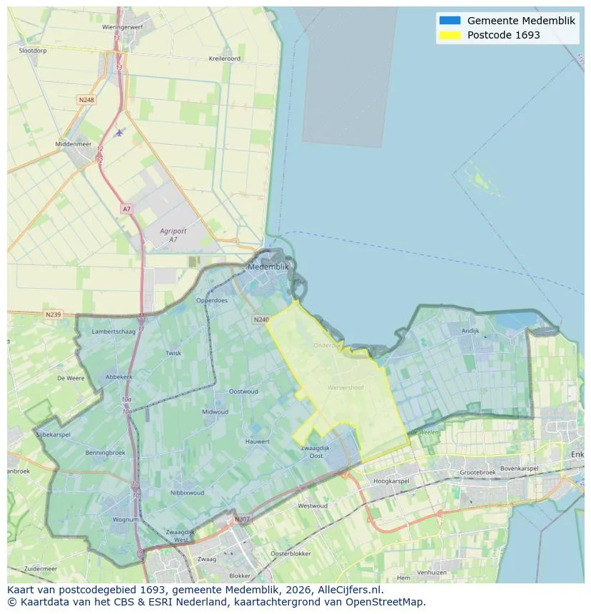 Postcodekaart voor 1693