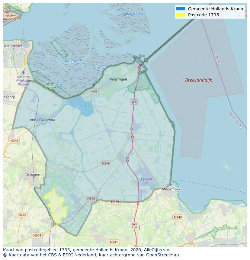 Postcodekaart voor 1735