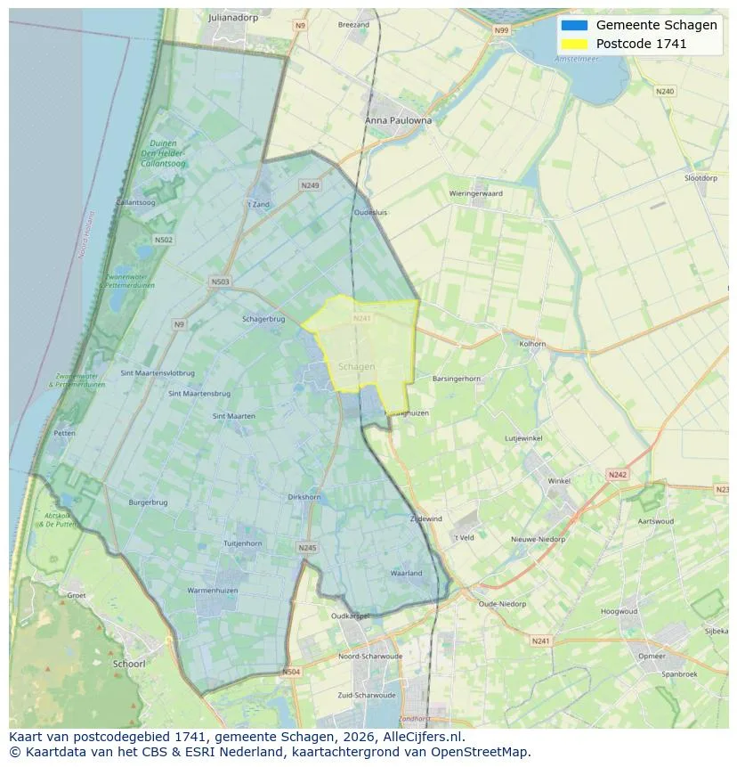 Postcodekaart voor 1741