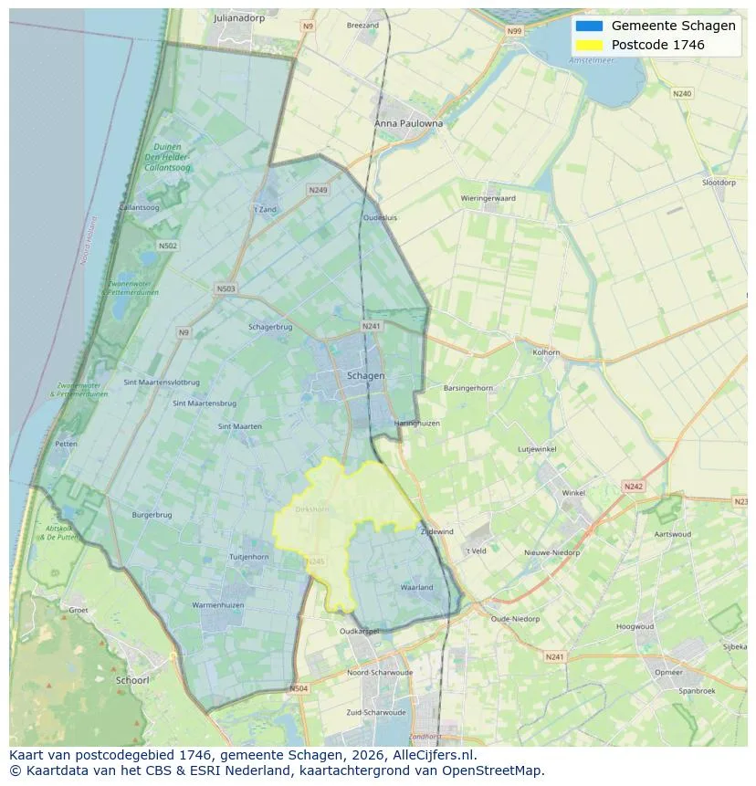 Postcodekaart voor 1746