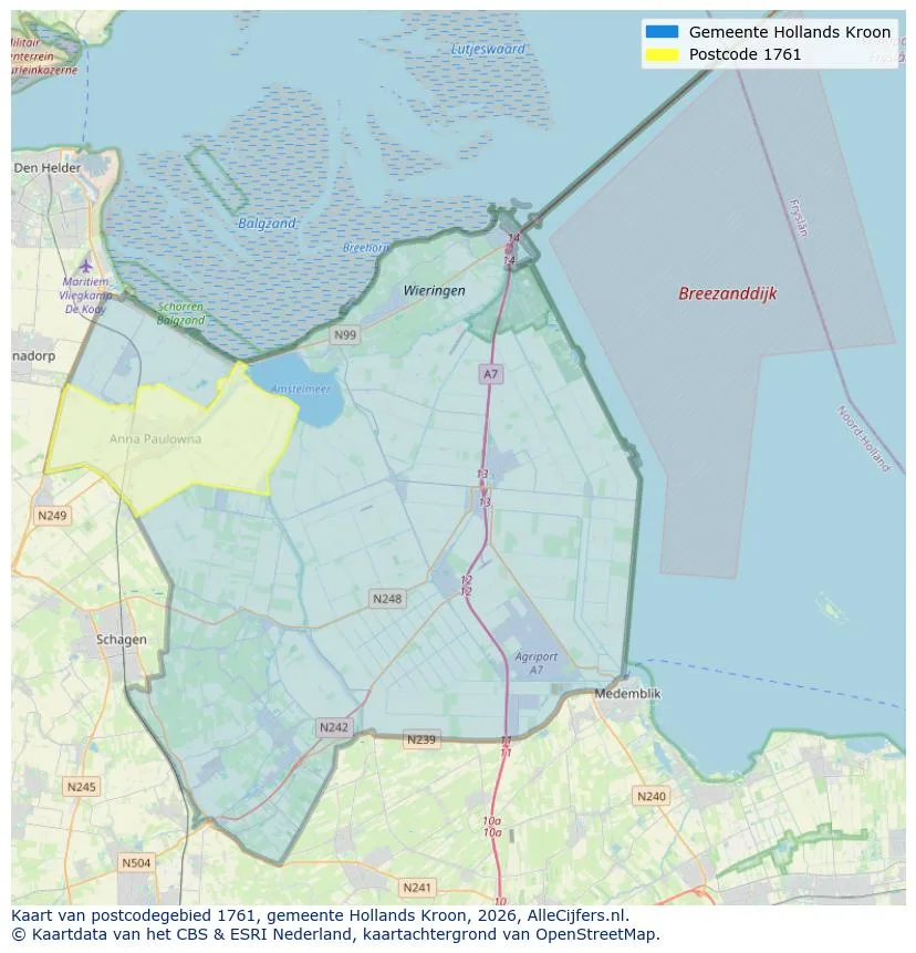 Postcodekaart voor 1761