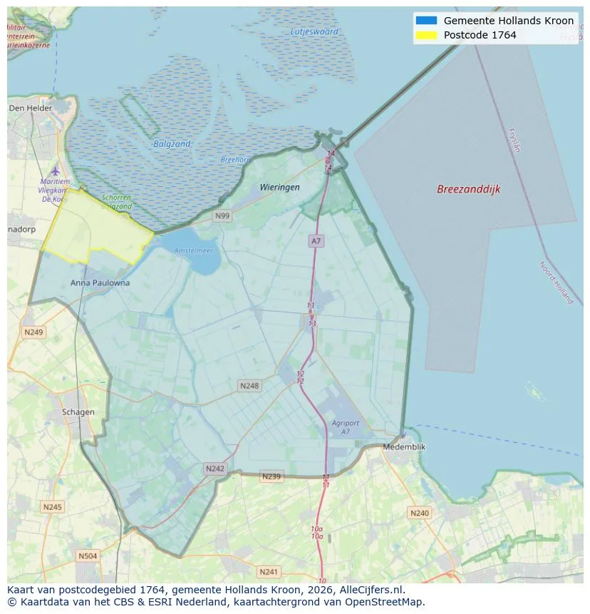 Postcodekaart voor 1764
