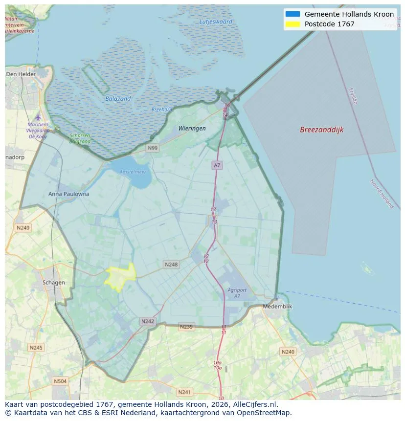 Postcodekaart voor 1767
