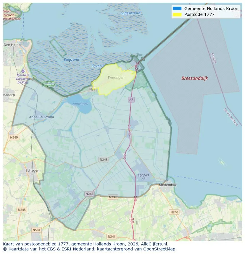 Postcodekaart voor 1777