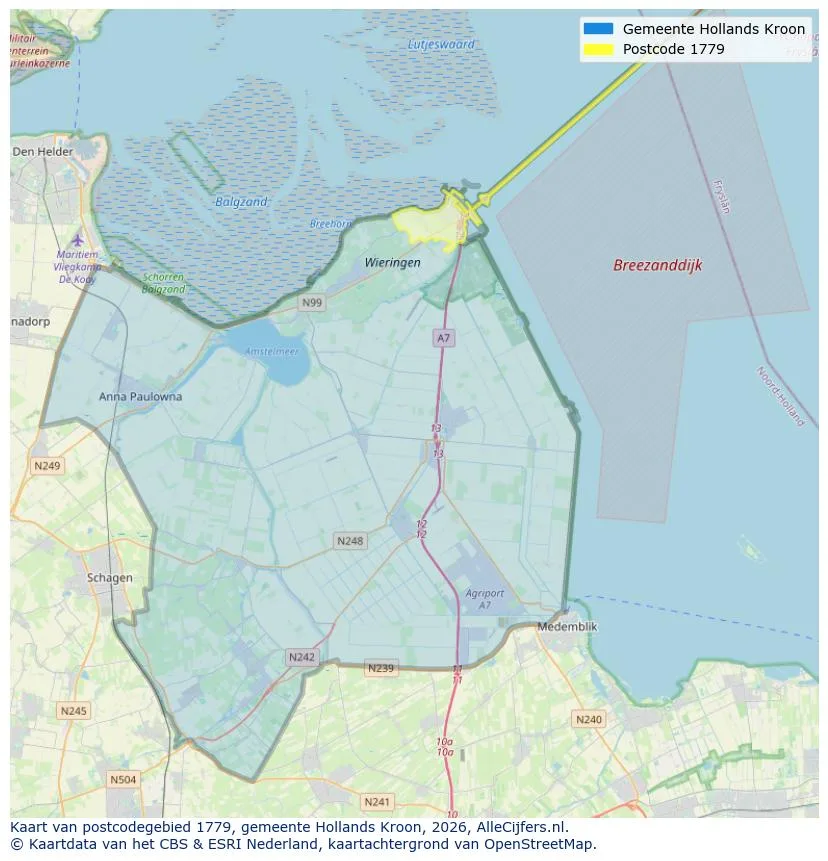 Postcodekaart voor 1779