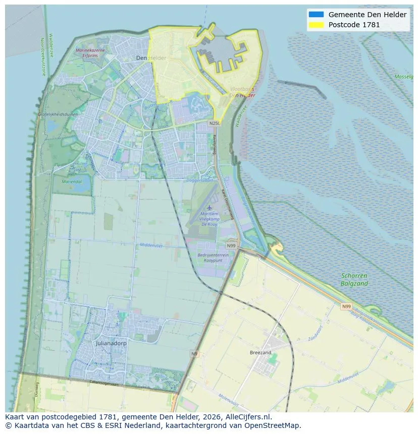 Postcodekaart voor 1781
