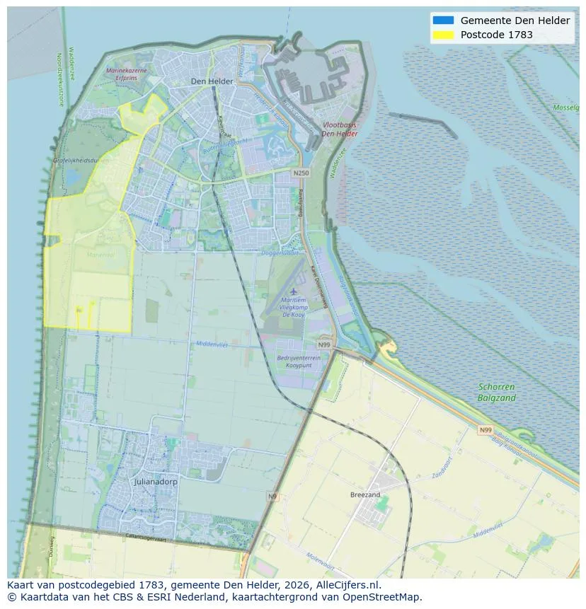 Postcodekaart voor 1783