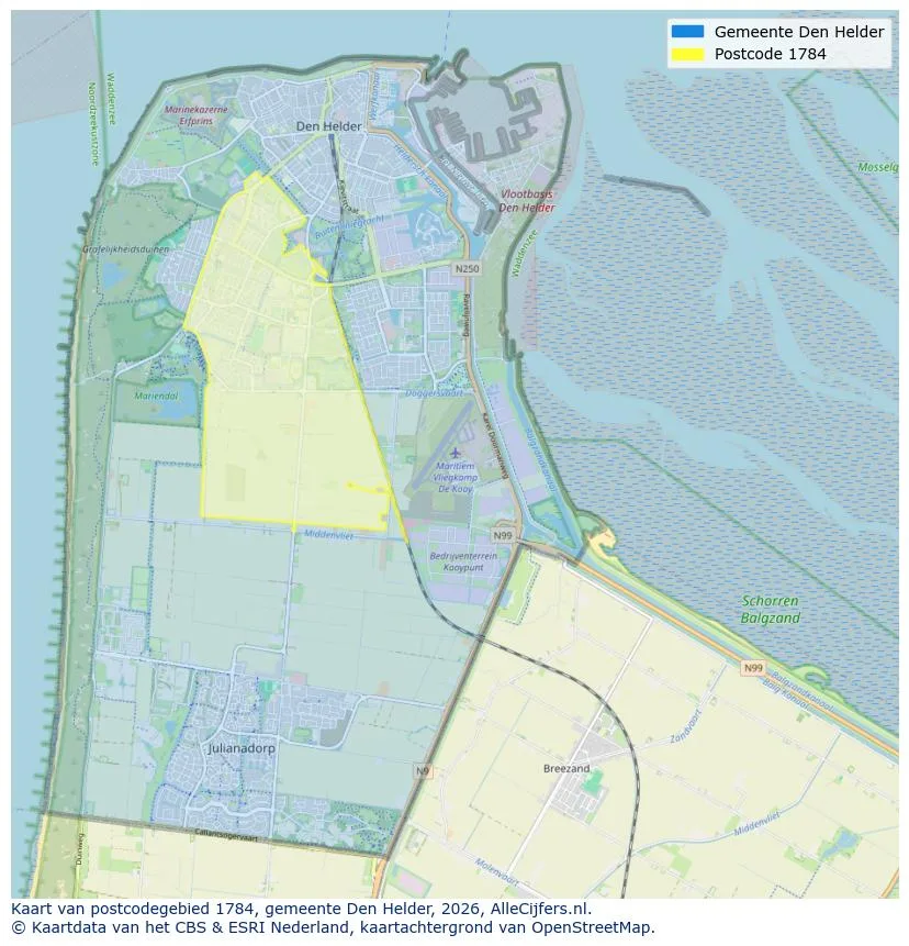 Postcodekaart voor 1784