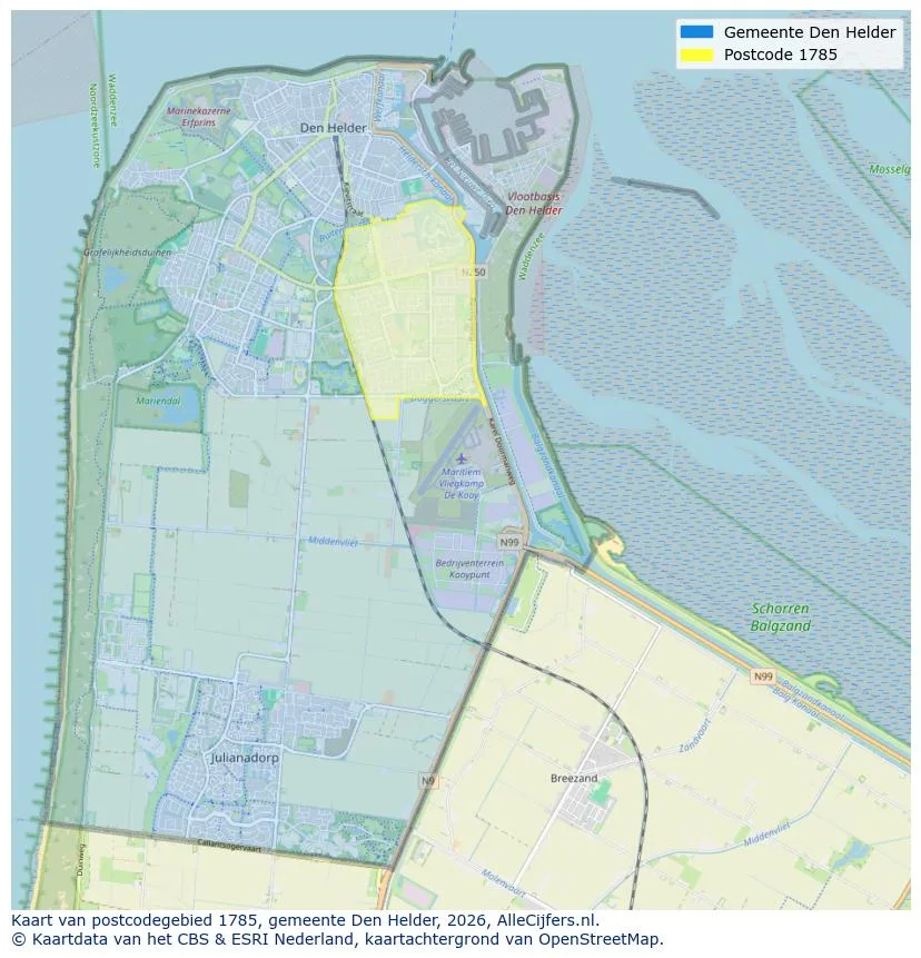 Postcodekaart voor 1785