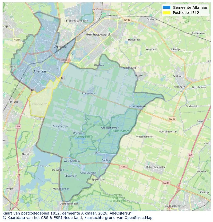 Postcodekaart voor 1812