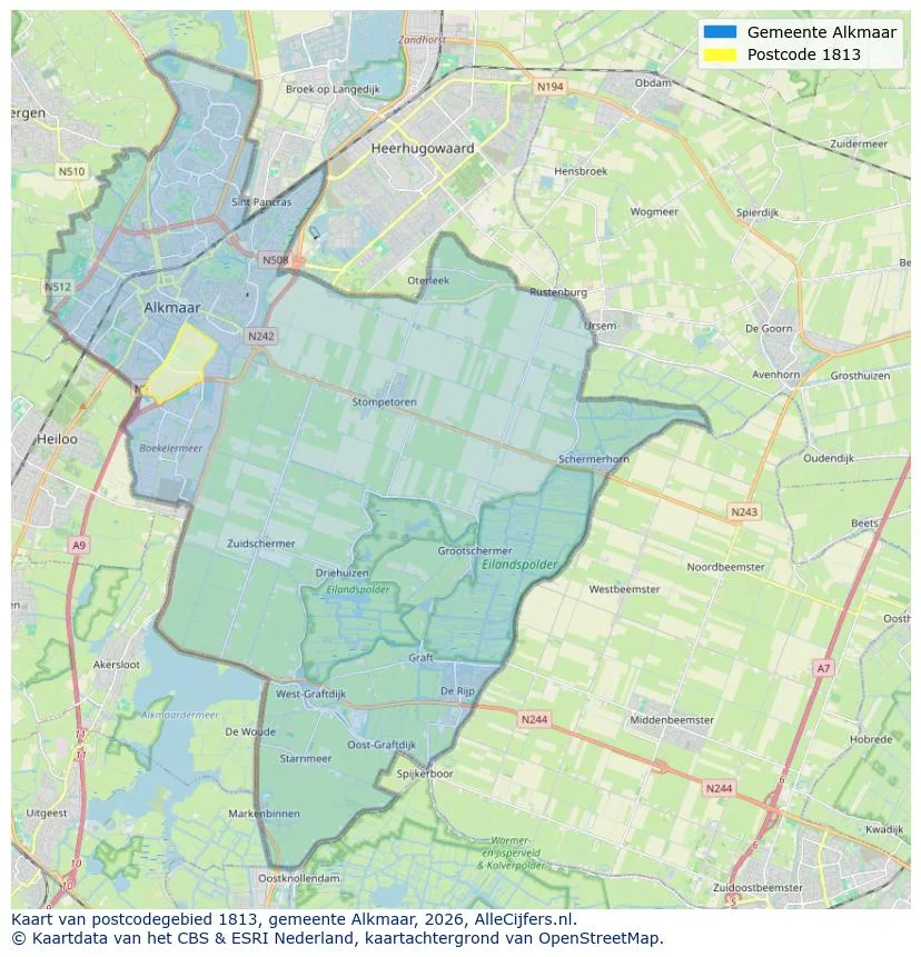 Postcodekaart voor 1813