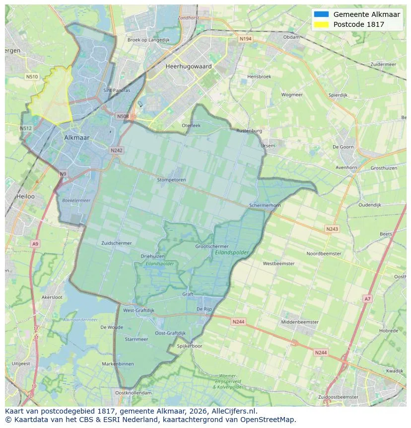 Postcodekaart voor 1817