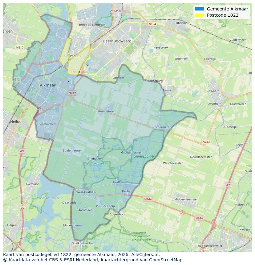 Postcodekaart voor 1822