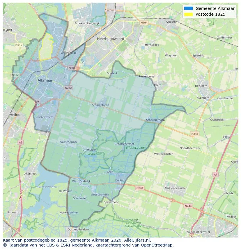 Postcodekaart voor 1825