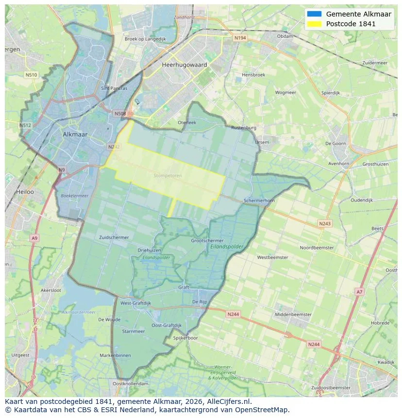 Postcodekaart voor 1841