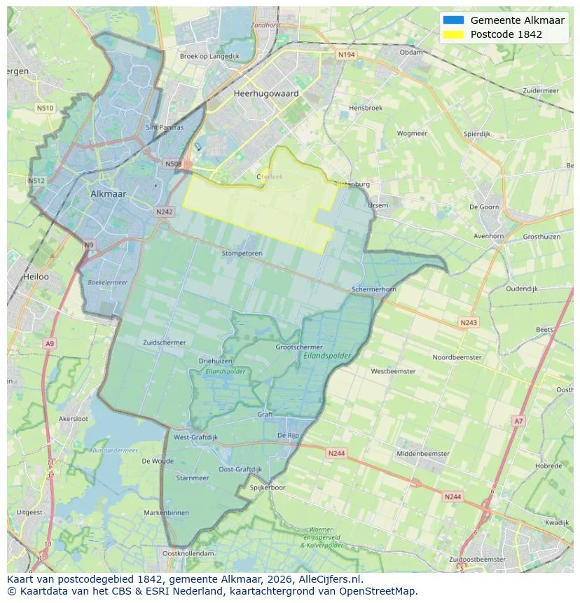 Postcodekaart voor 1842