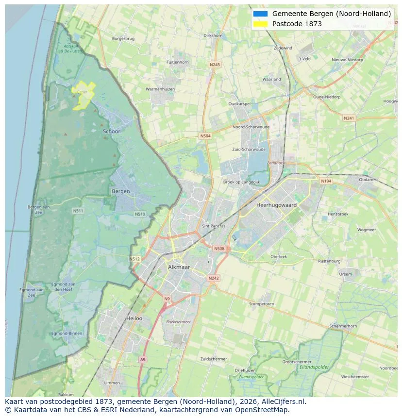 Postcodekaart voor 1873
